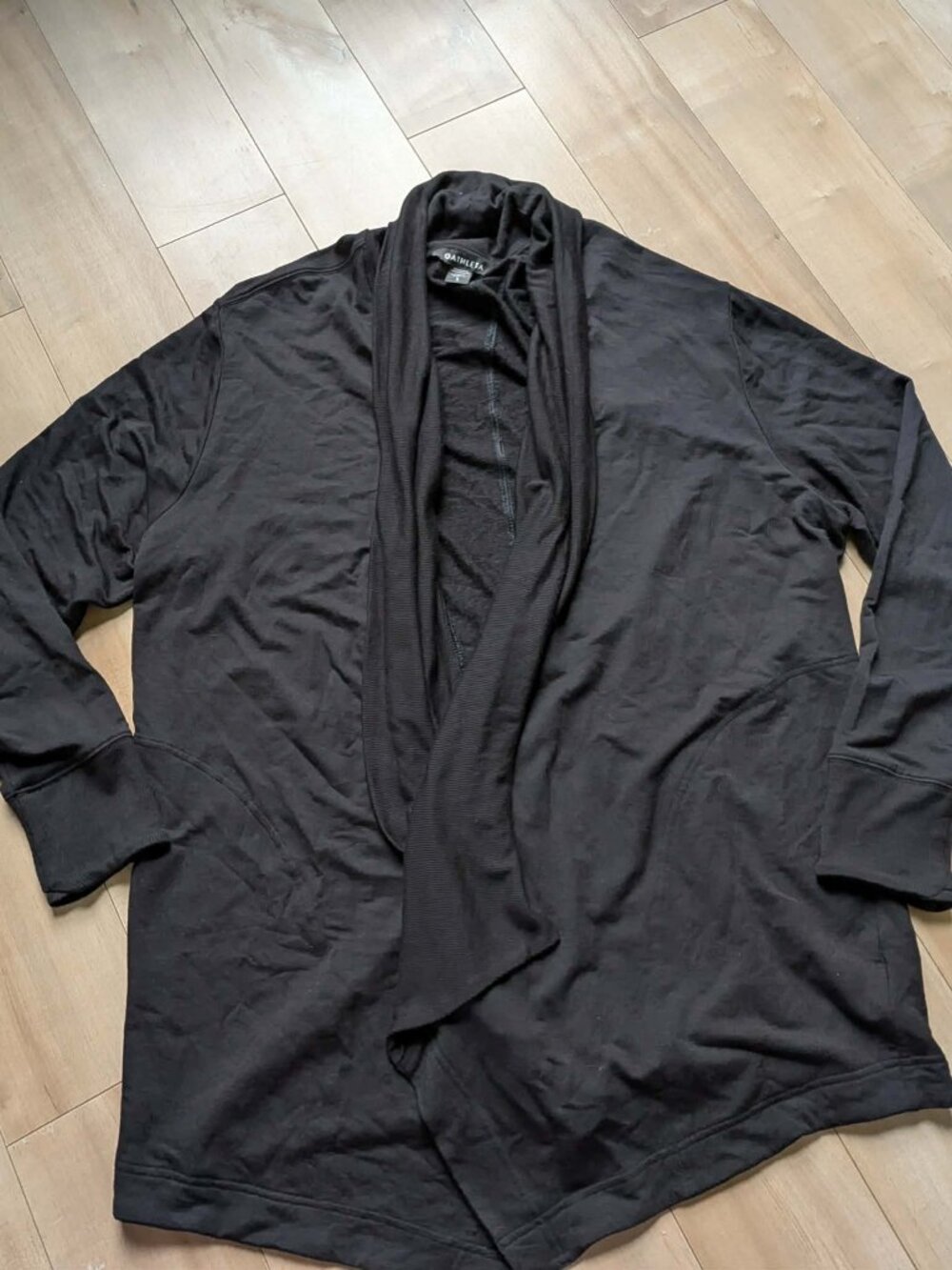 Athleta Black Pranayama Wrap Cardigan Size L Open Front Modal Soft Athleisure